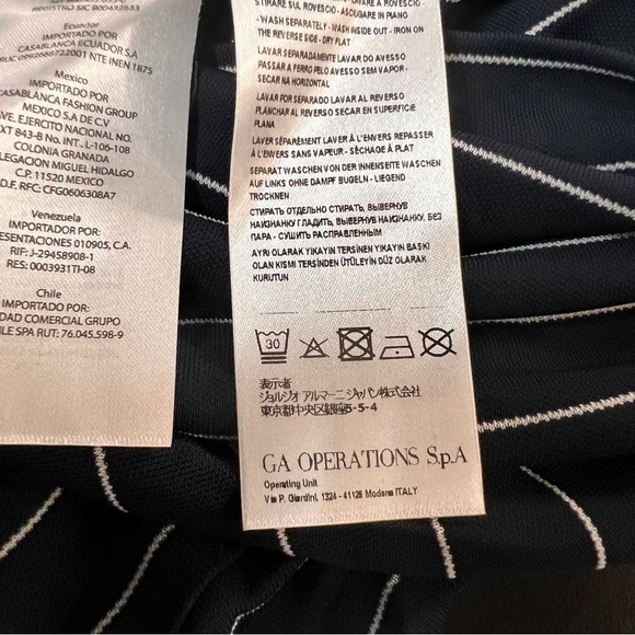 Armani Exchange Size Large Pants Fold Over Waist Wide Leg Navy Blue Stripped New - Picture 11 of 13